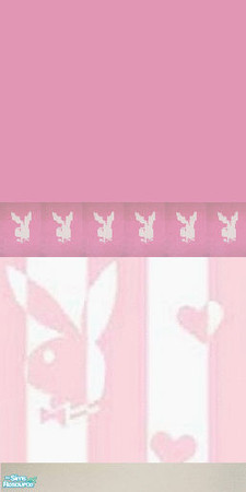 Sims 2 — pink playboy bedroom - wallpaper 1 by Angel_22 — A pink and white wallpaper with stripes at the bottom with the