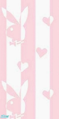 Sims 2 — pink playboy bedroom - wallpaper 2 by Angel_22 — A pink and white stripe wallpaper with pictures of the playboy