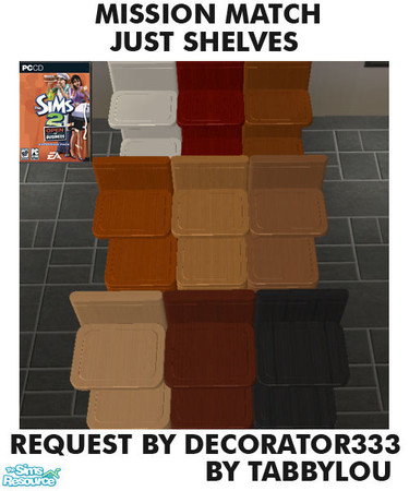Sims 2 — TL - MM Just Shelves by TabbyLou — Recolor of Just Shelves in mission style OFB furniture woods & my wood