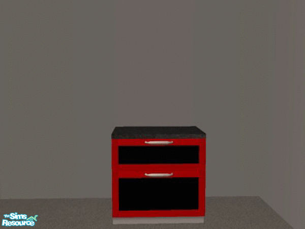 Sims 2 — Contempo Kitchen - Counter02 by MysticVelvet — Counter in red with black surface.