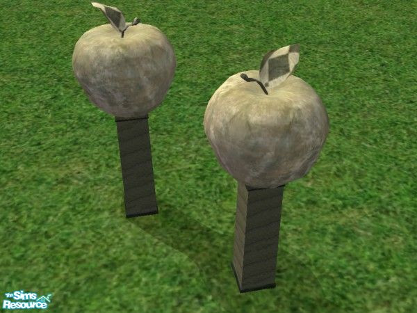 Sims 2 — Game & Deco Park Set - Apple by minsmusic — Giant apple sculpture for the great outdoors, in green marble