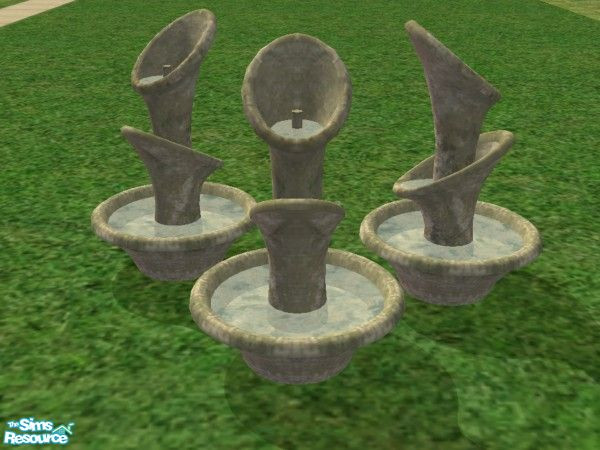 Sims 2 — Game & Deco Park Set - Fountain by minsmusic — aqueduct fountain recoloured in green marble.