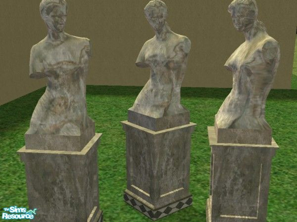 Sims 2 — Game & Deco Park Set - Venus by minsmusic — Lady with no arms mounted on a pedestal - green marble and