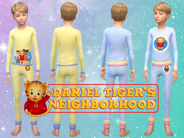 Sims 4 — Daniel Tiger PJ Set by fornoraisin — Daniel Tiger PJ Set includes: -Yellow PJ Top -Yellow PJ Bottoms -Blue PJ