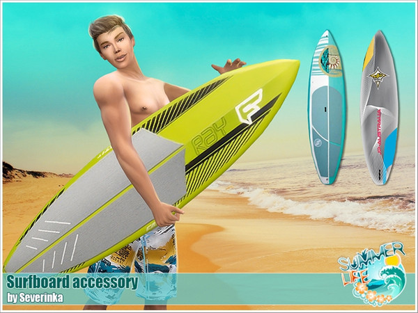 Sims 4 — [Island Paradise] Surfboard accessory by Severinka_ — Surfboard accessory for male and female, on right hand 3