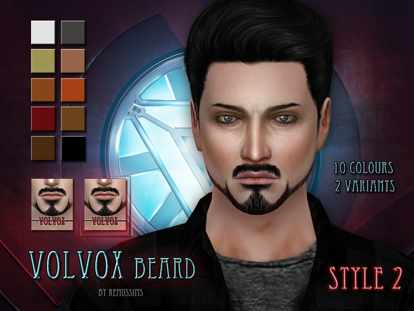 Sims 4 — Volvox Beard - Style 2 by RemusSirion — A Tony Stark (iron man) inspired beard for the sims 4! It comes in two