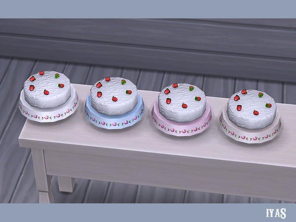 Sims 4 — Cake with Strawberry by soloriya — Sweet cake with strawberries. 4 color variations. Part of Sweet Dreams set.