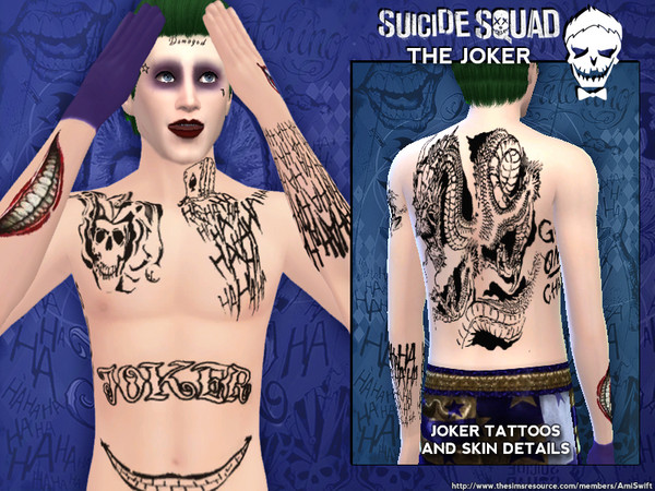Sims 4 — Suicide Squad's The Joker Tattoo by AmiSwift — Joker inspired tattoos based on the film Suicide Squad.