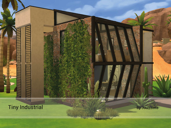 Sims 4 — Tiny Industrial by Juulssims — Tiny starter house with industrial style. It was created in oasis springs The
