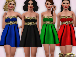 Sims 3 — Babydoll Dress With Baroque Rose Applique by Harmonia — Custom Mesh By Harmonia 5 colors. Recolorable