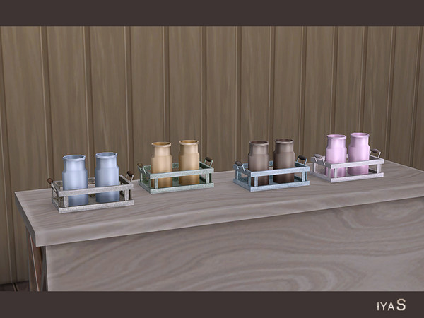 Sims 4 — Sunny Morning Jars on a Tray by soloriya — Two rustic jars on a little cute tray. 4 color variations. Category: