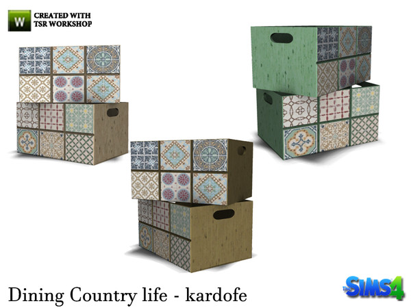 Sims 4 — kardofe_Dining Country life_Box by kardofe — Two wooden boxes with front tiles, stacked objects can be put into