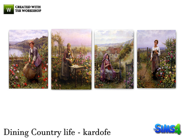 Sims 4 — kardofe_Dining Country life_Picture by kardofe — Four precious paintings by Daniel Ridgway Knight, rural scenes