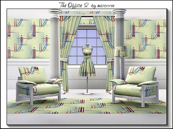 Sims 3 — The Office 2_marcorse by marcorse — Themed pattern: notepad, pencil and paperclips for the office or study