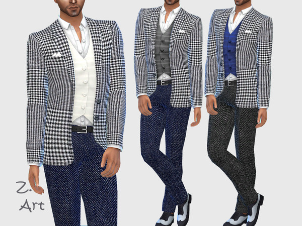 Sims 4 — Dandy by Zuckerschnute20 — It's time again to increase the closet of our Sims men: A suit as a combination with