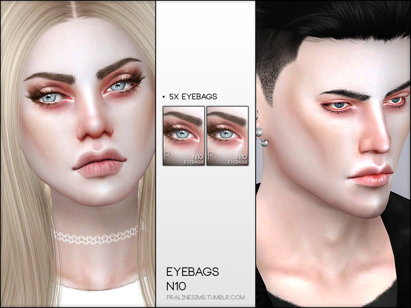 Sims 4 — Eyebags N10 by Pralinesims — Eyebags in 5 variations. Adapts to all skintones, for all ages and genders.