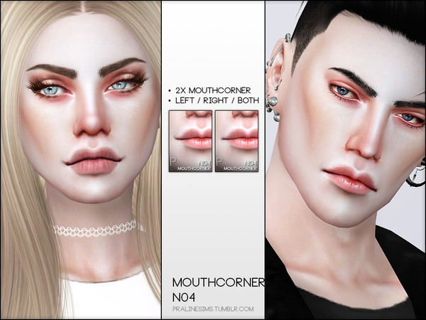 Sims 4 — Mouthcorner N04 by Pralinesims — Mouthcorners in 6 variations. Adapts to all skintones, for all ages and