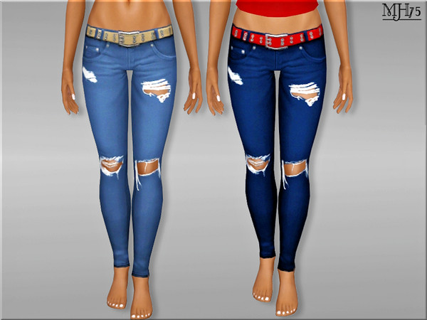 Sims 3 — S3 Obstacles Jeans [AF] by Margeh-75 — -a cool torn skinny jeans with belt, for your adult female sims