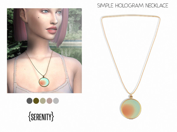 Sims 4 — Simple Hologram Necklace by serenity-cc — a very basic necklace containing a transparent iridescent pendant ,