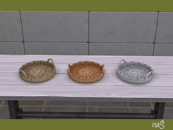 Sims 4 — Bye Summer Wicker Tray by soloriya — Decorative wicker tray. Part of Bye Summer set. 3 color variations.