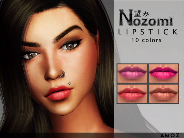 Sims 4 — Amoz [Nozomi] Lipstick by amoz2 — - 10 Colors - Custom Thumbnail - For teen+ - Hq Texture (Hq mode compatible) 