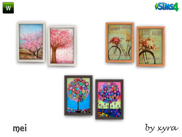 Sims 4 — xyra Mei paintings by xyra332 — paintings, new mesh, this in 3 different colors, belongs to the set Mei
