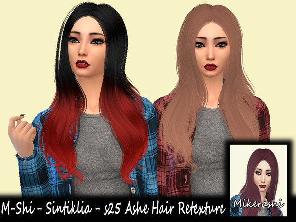 Sims 4 — M-Shi - Sintiklia - s25 Ashe Hair Retexture (Mesh Needed) by mikerashi — -45 Colors -Texture made by Me -Custom