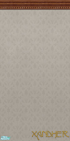 Sims 2 — Nouveau Putty by Xandher — A simple delicately patterned wall with decorative crown moulding in rich cherry