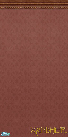 Sims 2 — Nouveau  Crimson by Xandher — A simple delicately patterned wall with decorative crown moulding in rich cherry