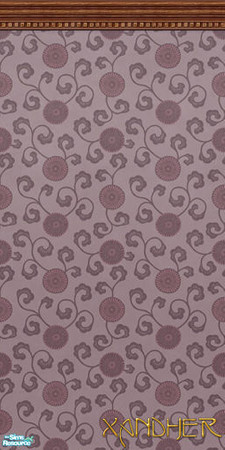 Sims 2 — Nouveau  - Abstract Floral - Boysenberry by Xandher — An Art Nouveau inspired floral wallpaper with decorative