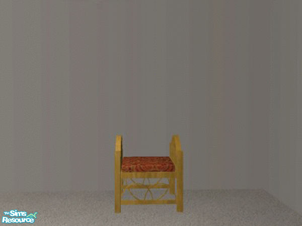 Sims 2 — Old Country Charm - stool by MysticVelvet — Backless stool in lightwood with red Jacquard seating. Get the mesh