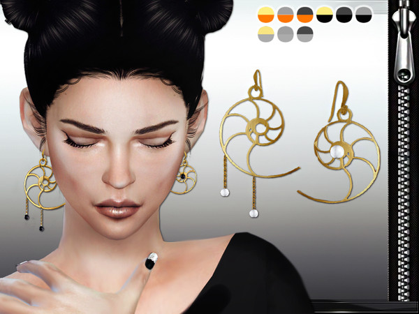 Sims 4 — MFS Nautilus Earrings by MissFortune — Mesh by me - Standalone - 9 Different combinations of colors - Custom