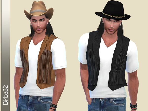 Sims 4 — Leather gilet - Hippie time by Birba32 — Well I know, this is not just a properly hippie dress , but I think
