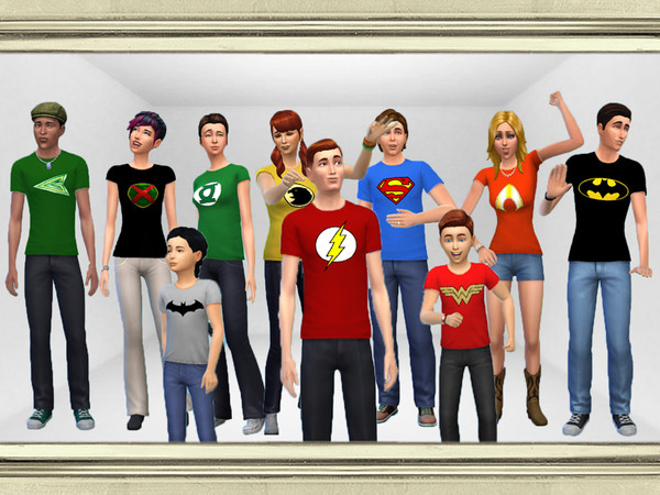 Sims 4 — DC Superhero T-Shirt Set by atropat2 — 10 DC superheroes themed t-shirts for masculine and feminine kids, teens,