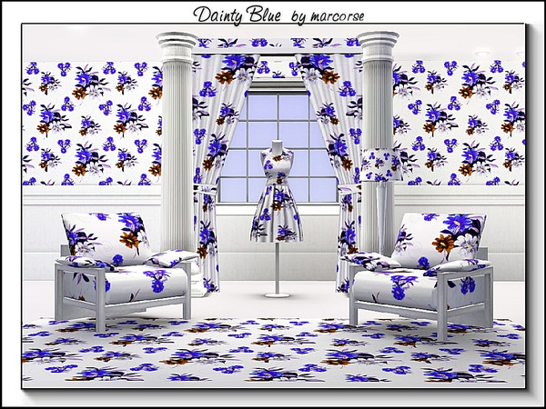 Sims 3 — Dainty Blue_marcorse by marcorse — Fabric pattern - dainty floral design in blue.