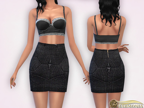 Sims 4 — High-Waist Quilted Leather Miniskirt by Harmonia — Only One color wear your sims with a leather boots..