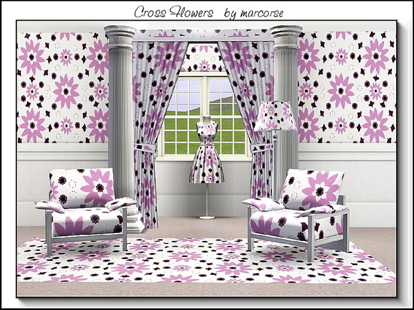 Sims 3 — Cross Flowers_marcorse by marcorse — Fabric pattern: daisy flowers shapes in a criss-cross design in pretty