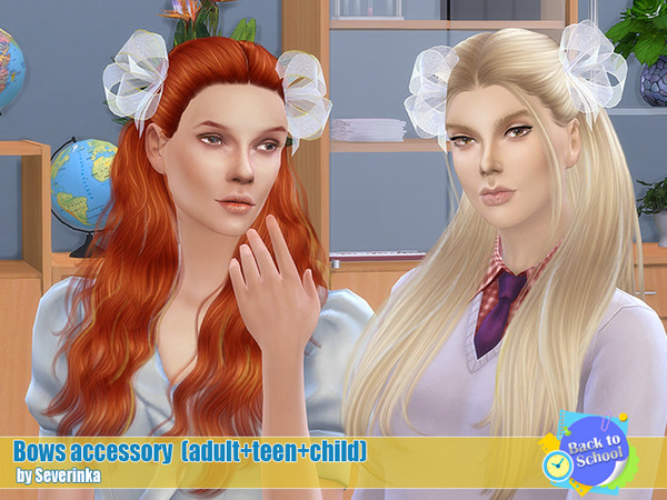 Sims 4 — Accessory Bows AF-TF-CF by Severinka_ — White transparent bows for young adult / teen / child female CAS