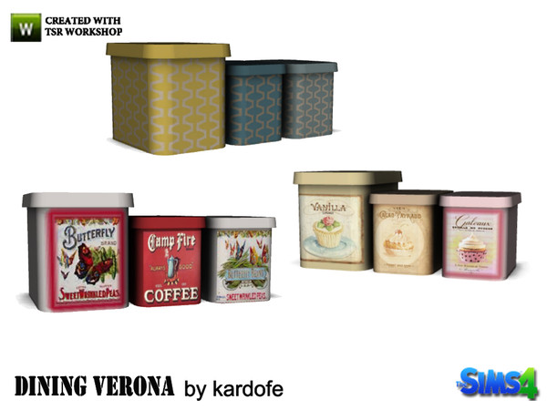 Sims 4 — kardofe_Dining Verona_Cans by kardofe — Three cans to store coffee, sugar, tea ... everything you can think of,