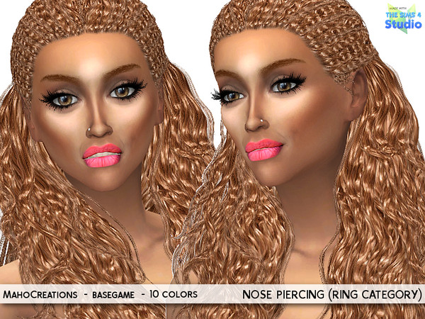 Sims 4 — Nose Piercing Right (ring category) by MahoCreations — 10 colors female - male basegame
