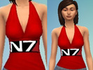 Sims 4 — Mass Effect N7 Red Top by ahay182 — As a fan of the Mass Effect series, I wanted to make my own N7 top. Enjoy :)