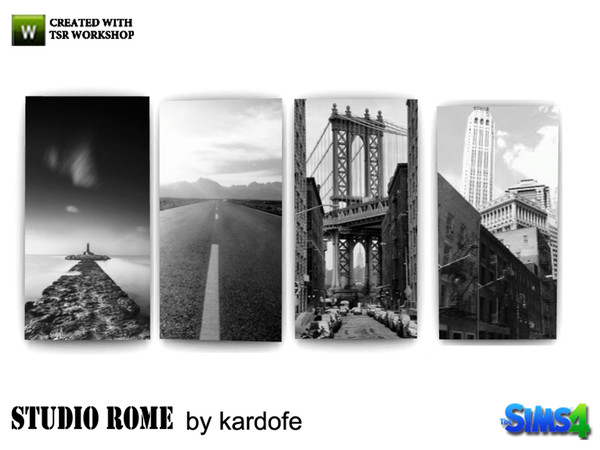 Sims 4 — kardofe_Studio Rome_Pictures by kardofe — Photo in black and white, four different images 