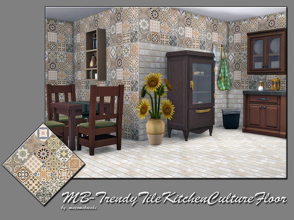 Sims 4 — MB-TrendyTileKitchenCultureFloor by matomibotaki — MB-TrendyTileKitchenCultureFloor, matching tile floor, to