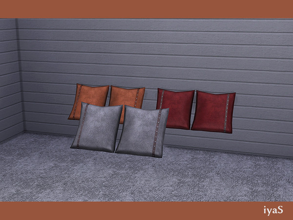 Sims 4 — Forest Fantasy Bed Leather Pillows by soloriya — Two leather pillows. You don't need to type any codes, just put