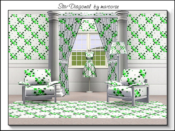 Sims 3 — Star Daigonal_marcorse by marcorse — Abstract pattern: star shapes in diagonal blocks on white