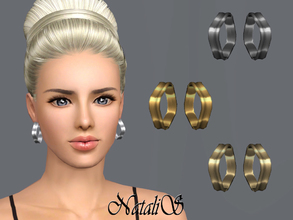 Sims 3 — NataliS TS3 Hoop rectangular earrings FT-FA by Natalis — Metal hoop rectangular earrings. FT-FA-YA