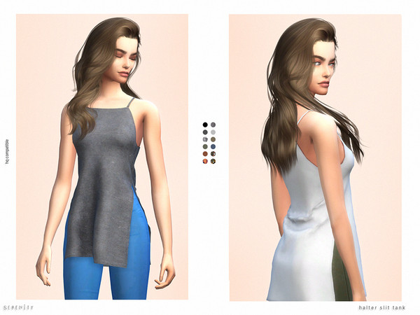 Sims 4 — Halter Slit Tank by serenity-cc — 