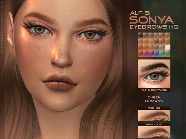 Sims 4 — Sonya - Eyebrows HQ by Alf-si — - child + ; - humans; - 24 colors; - HQ compatible; - custom thumbnail.
