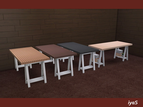 Sims 4 — Home Office Desk by soloriya — Modern desk for your office. Has slots for decor at the bottom. 4 color