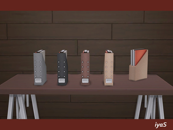 Sims 4 — Home Office Files by soloriya — Files with three notepads for your office. 4 color variations. Part of Home